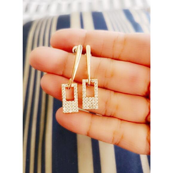 Claire Rectangular Crystal Drop Earrings - Picture 3 of 3